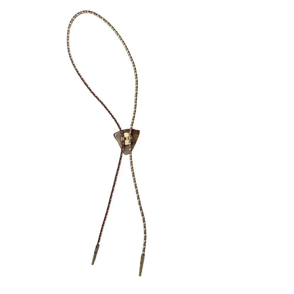 Vintage 70s Agate Bolo Tie Gold Tone Tips Western Statement